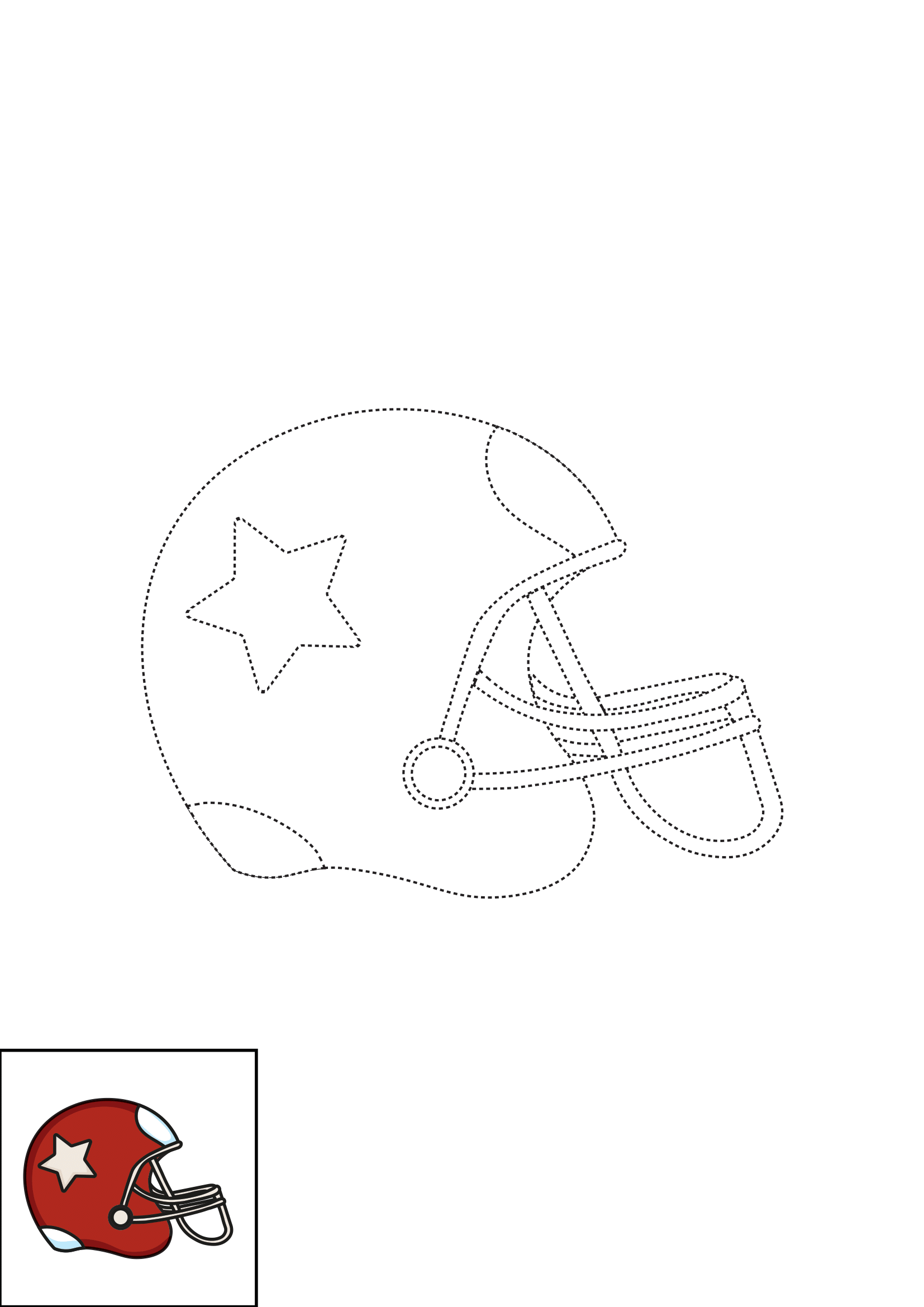 How to Draw A Football Helmet Step by Step Printable Dotted