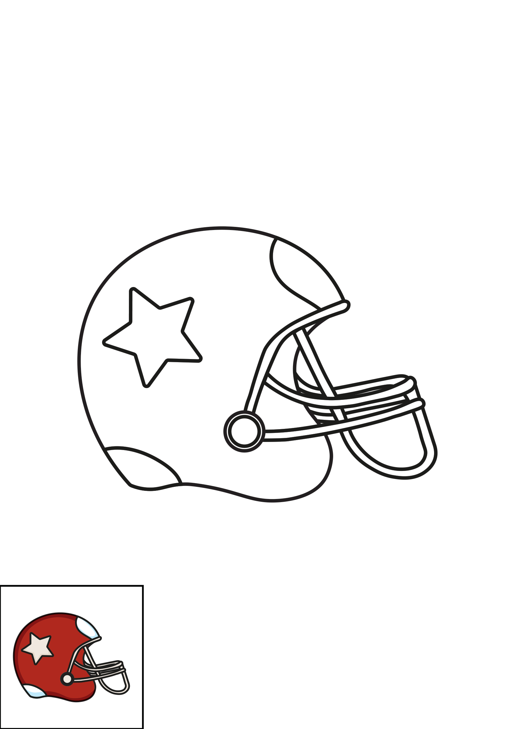 How to Draw A Football Helmet Step by Step Printable Color