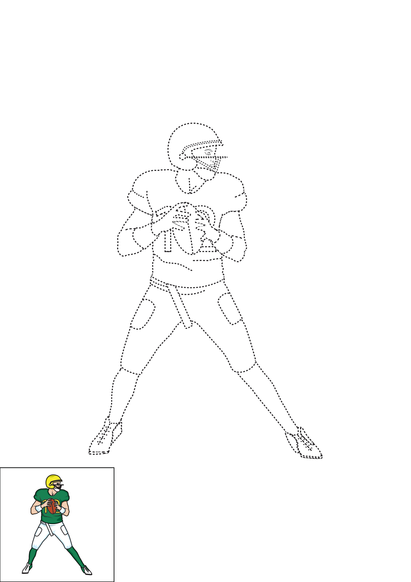 How to Draw A Football Player Step by Step Printable Dotted
