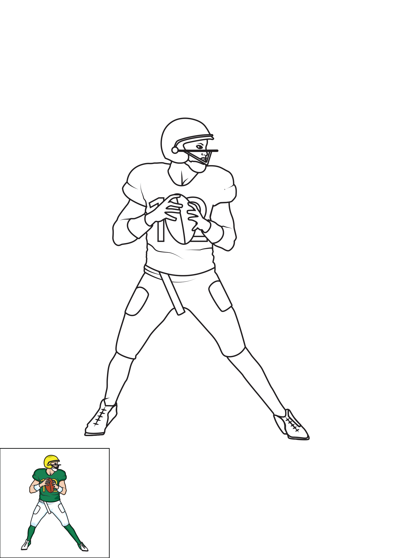How to Draw A Football Player Step by Step Printable Color