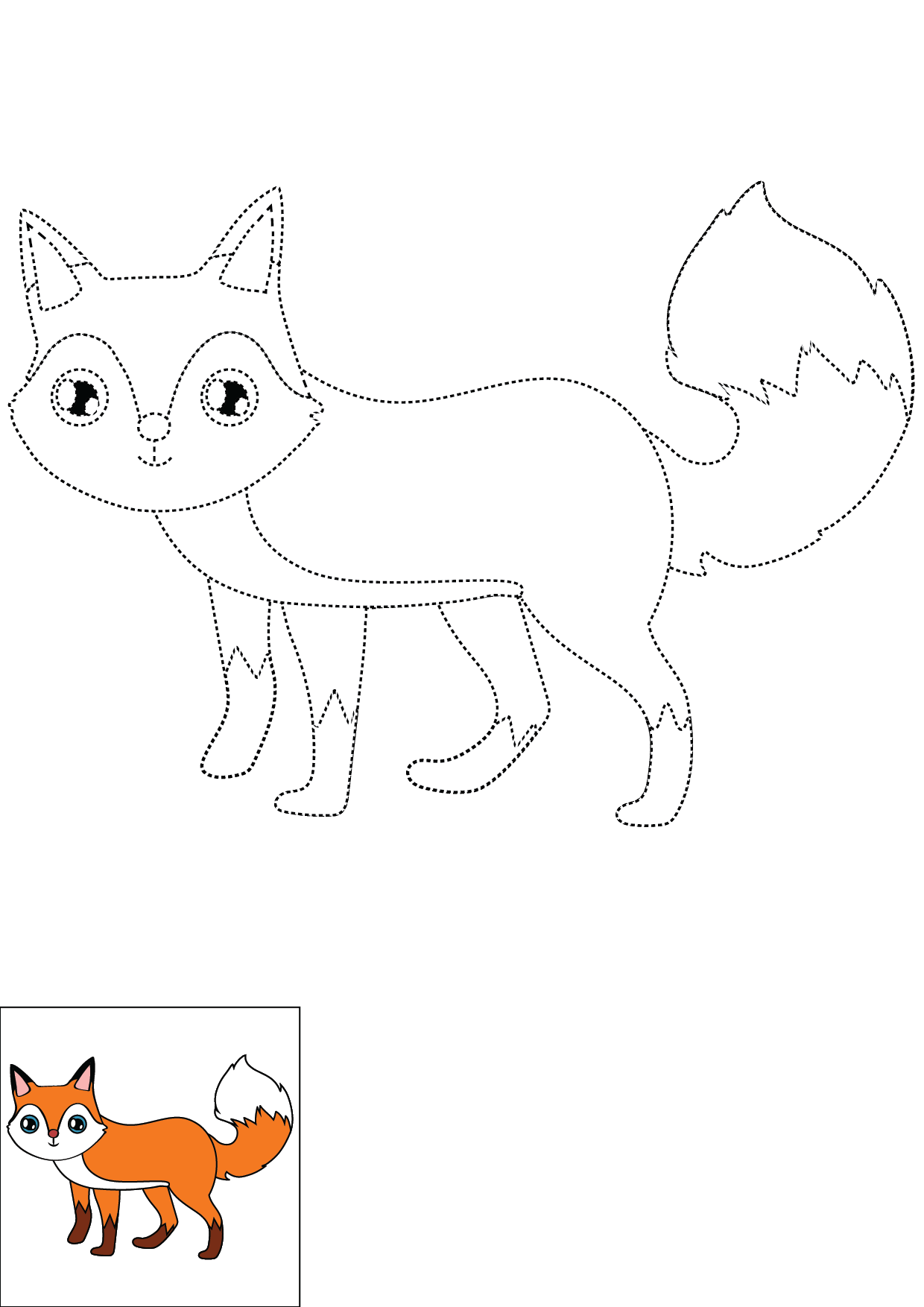 How to Draw A Fox Step by Step Printable Dotted