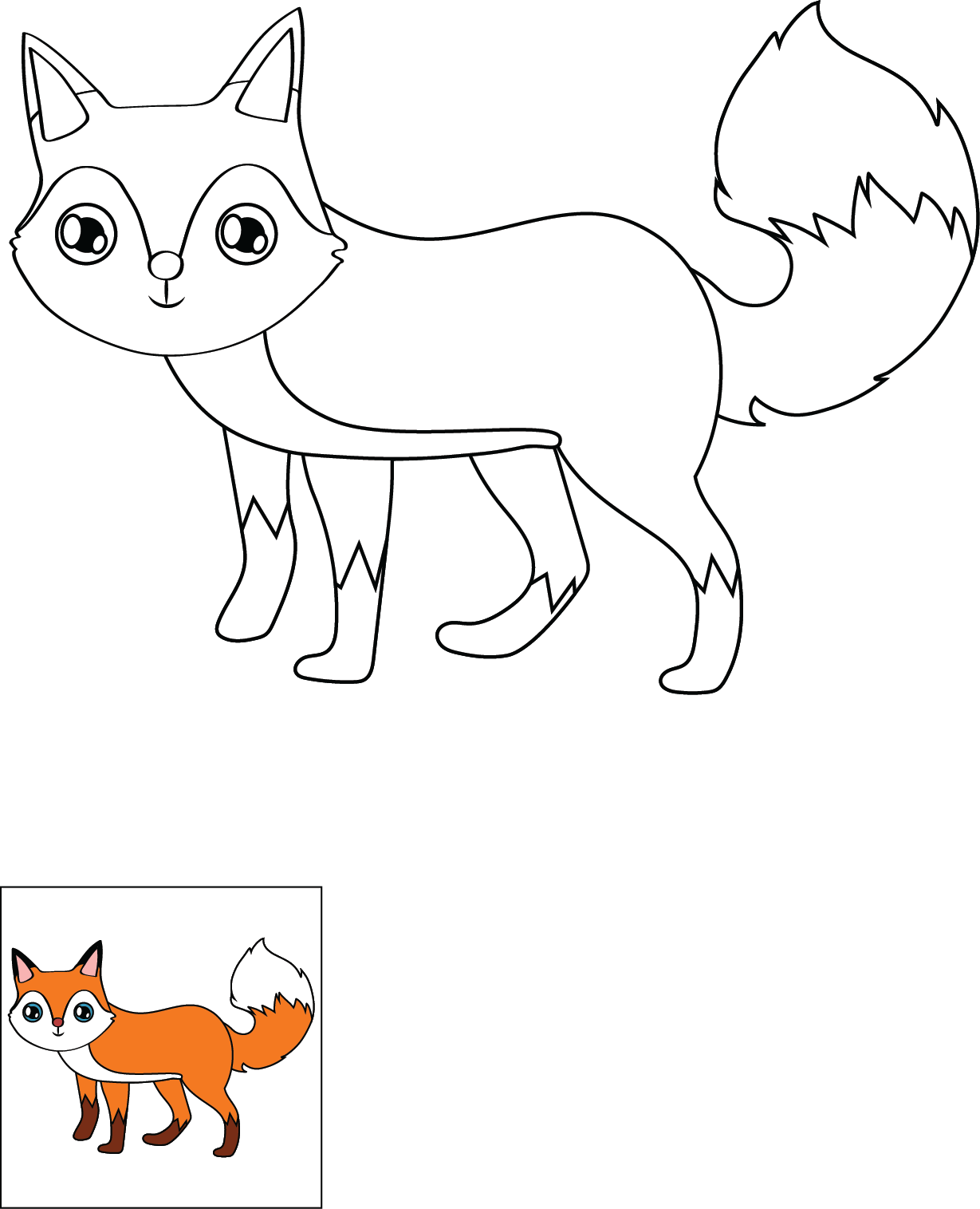 How to Draw A Fox Step by Step Printable Color