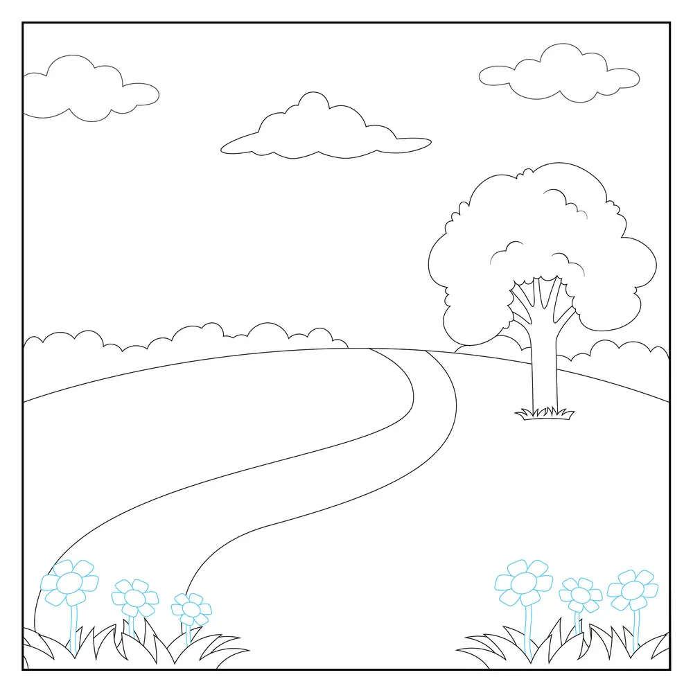 How to Draw A Garden Step by Step Step  8