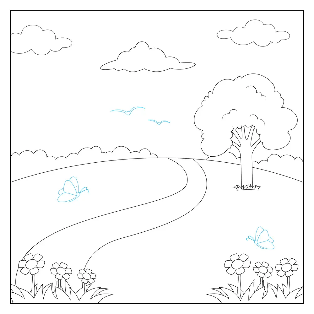 How to Draw A Garden Step by Step Step  9
