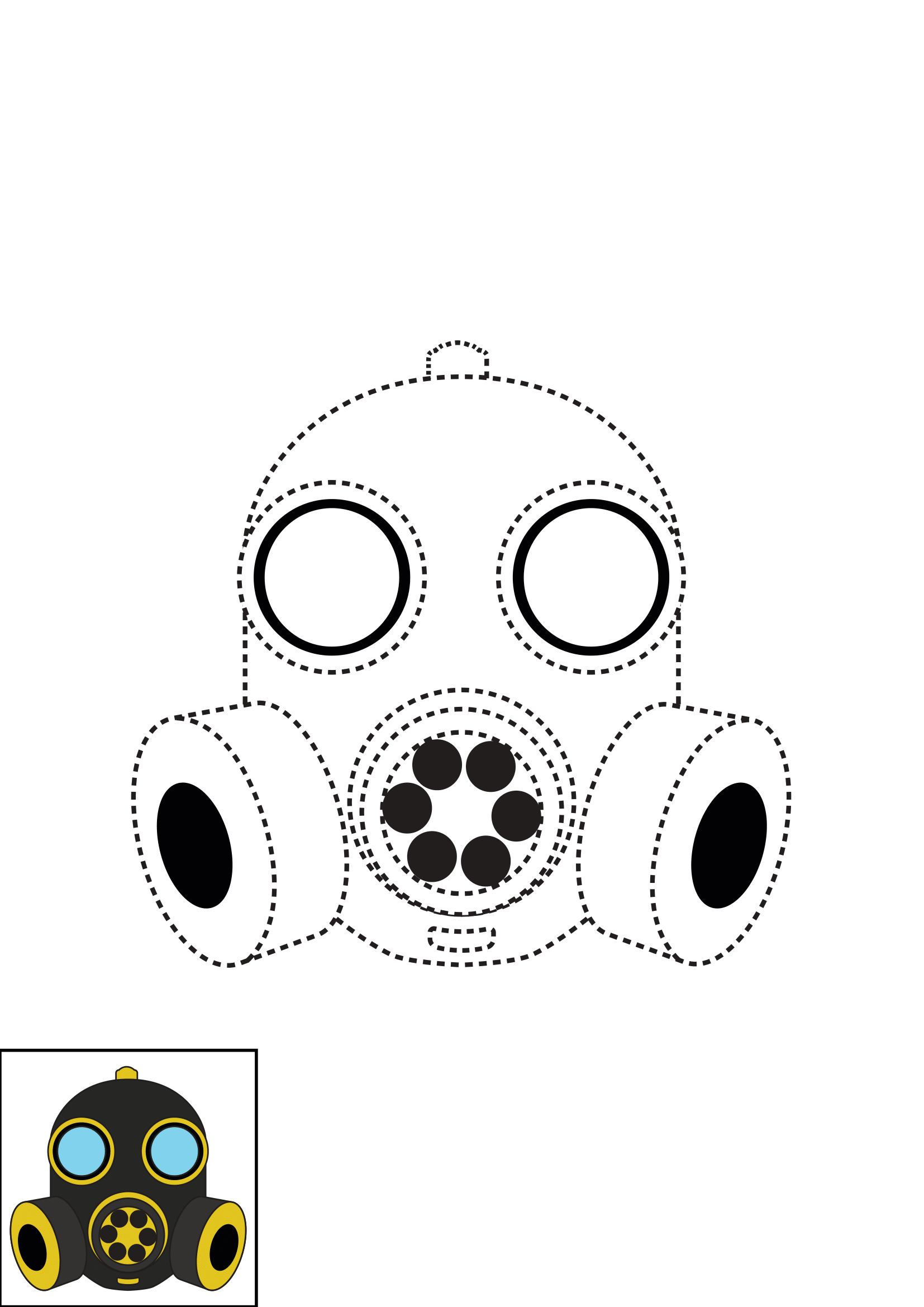 How to Draw A Gas Mask Step by Step Printable Dotted