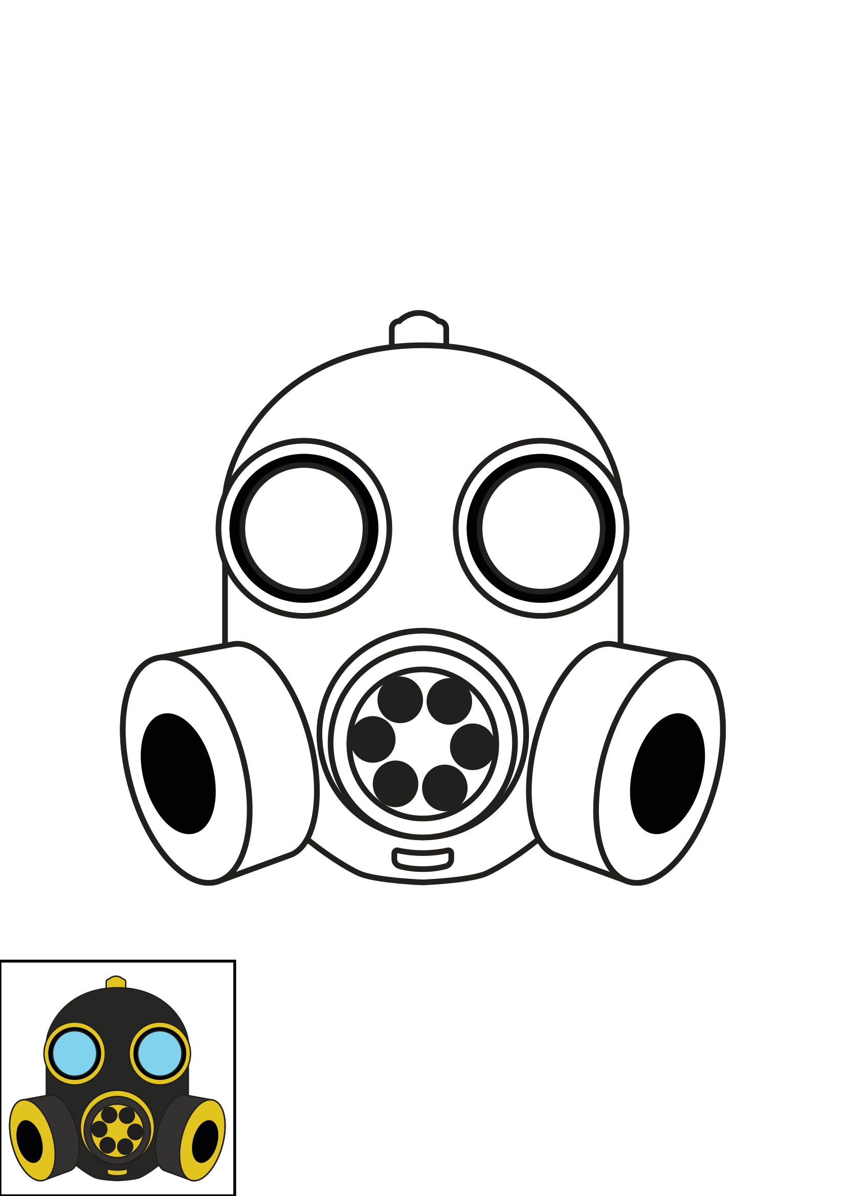 How to Draw A Gas Mask Step by Step Printable Color