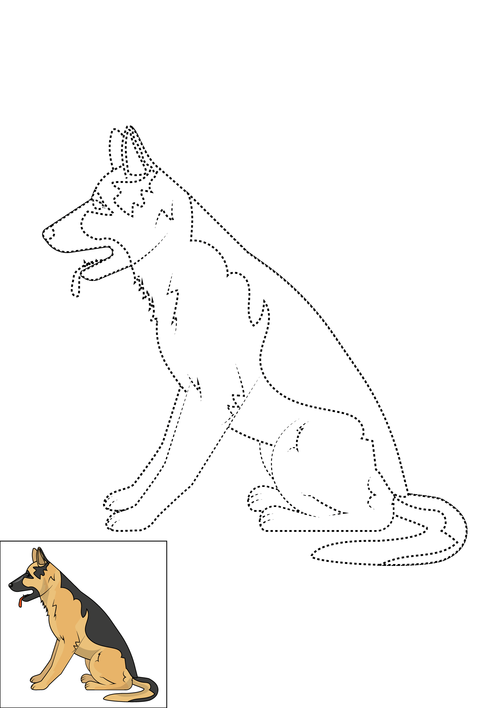 How to Draw A German Shepherd Step by Step Printable Dotted
