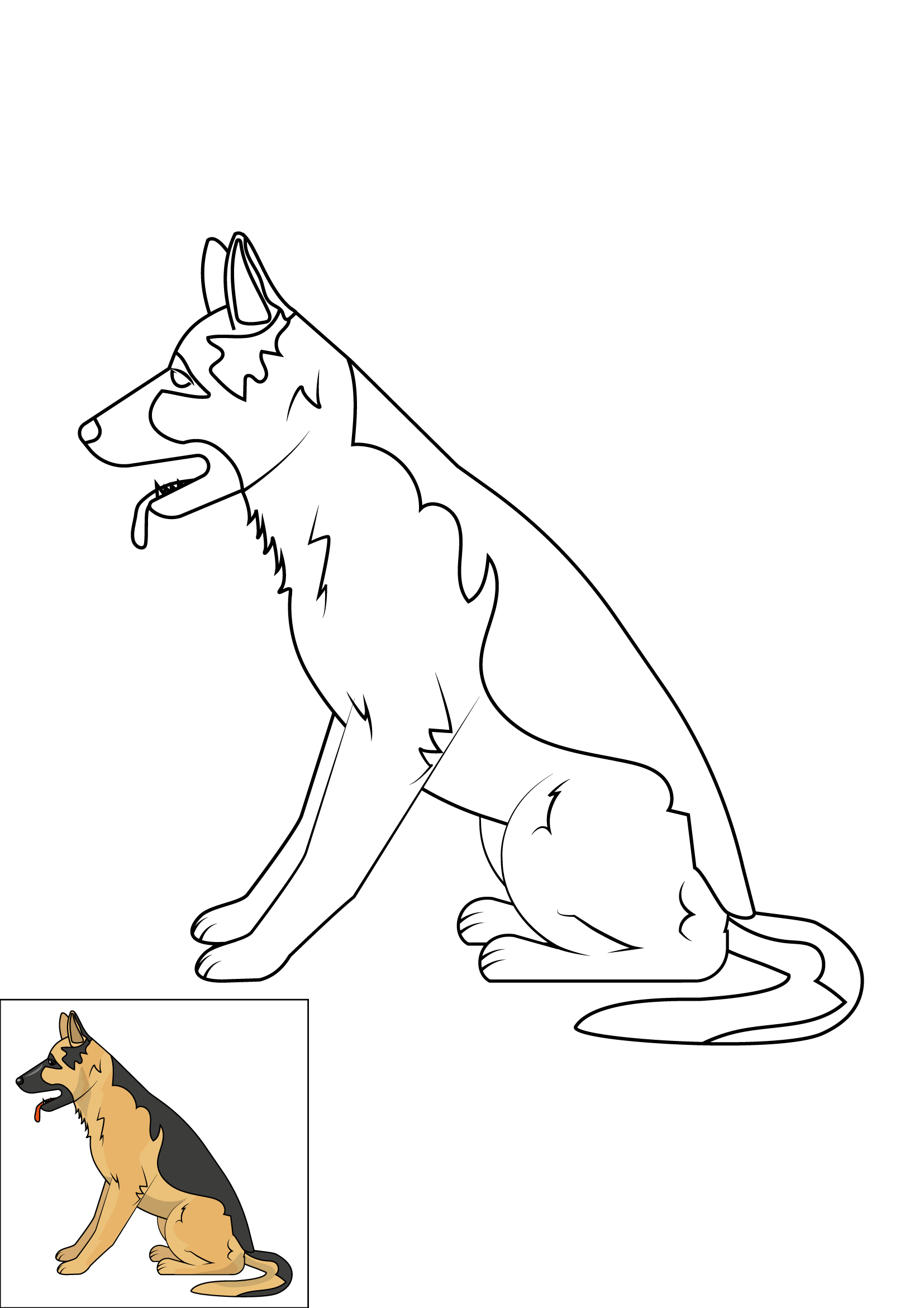 How to Draw A German Shepherd Step by Step Printable Color