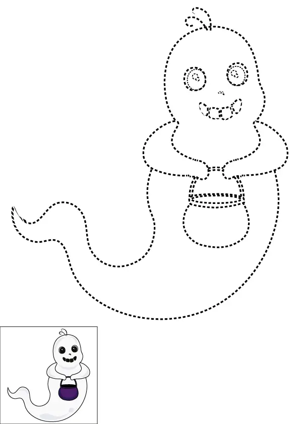 How to Draw A Ghost Step by Step Printable Dotted