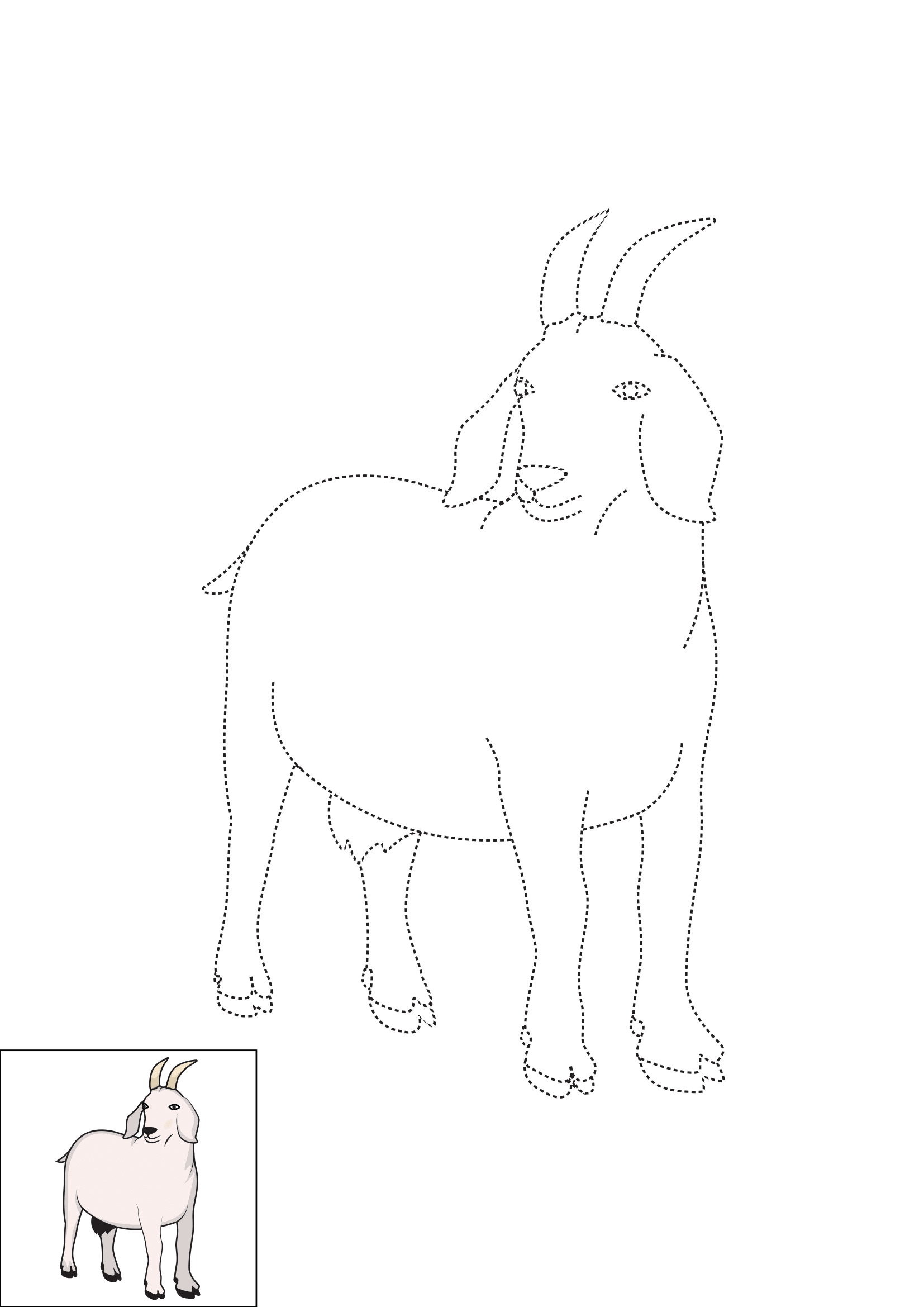 How to Draw A Goat Step by Step Printable Dotted