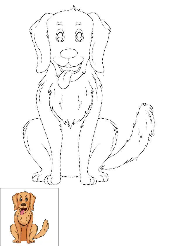 How to Draw A Golden Retriever Step by Step Printable Dotted