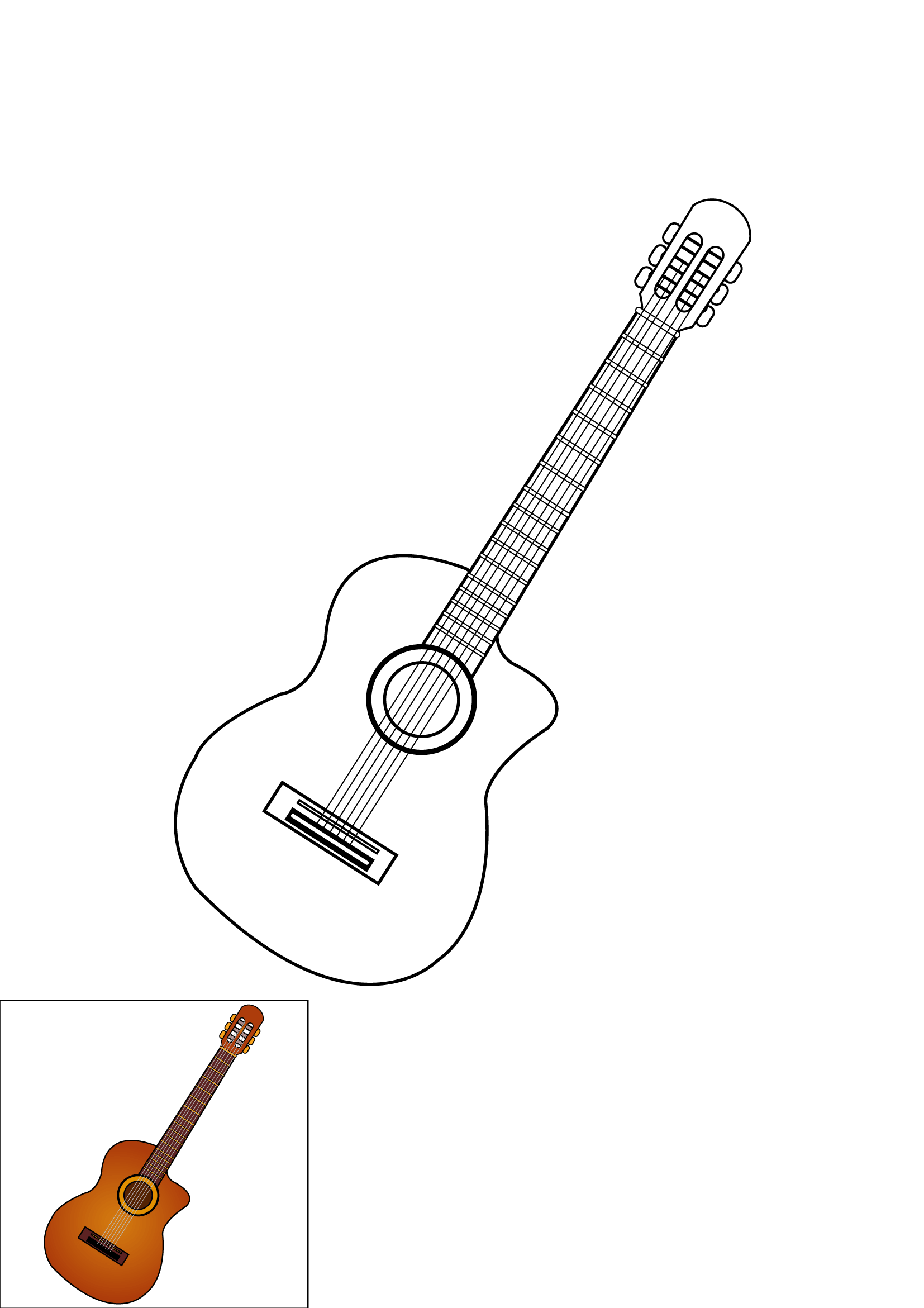 How to Draw A Guitar Step by Step Printable Color