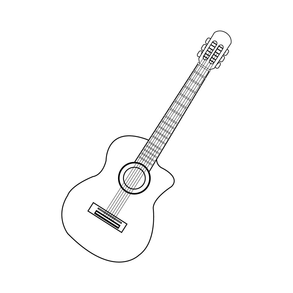 How to Draw A Guitar Step by Step Step  10
