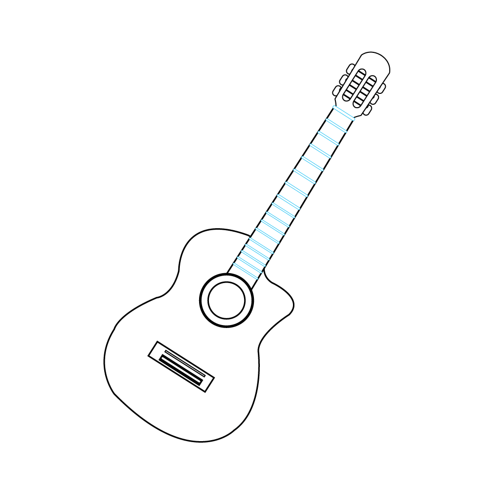How to Draw A Guitar Step by Step Step  8