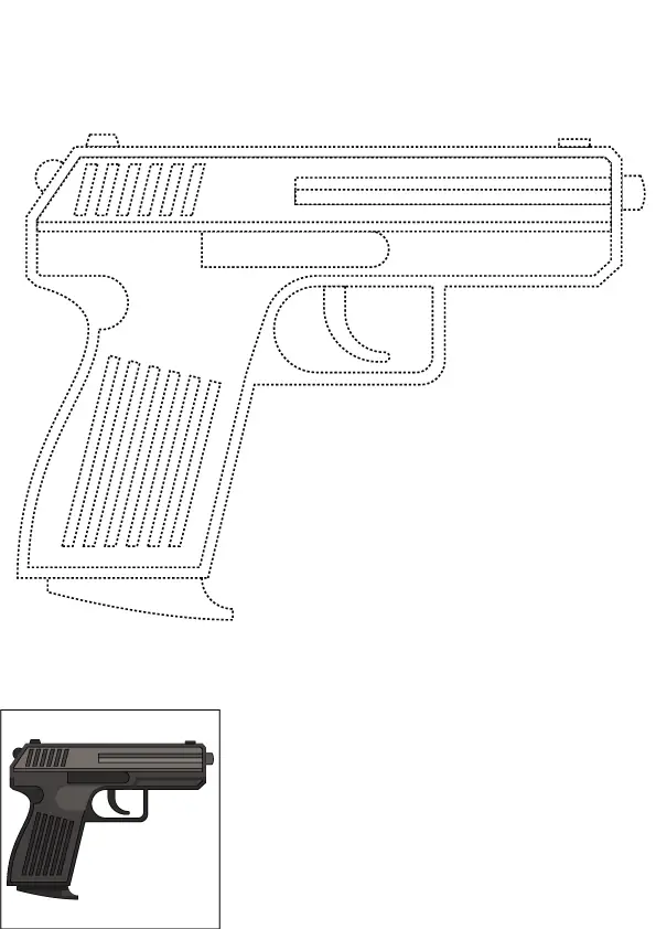 How to Draw A Gun Step by Step Printable Dotted