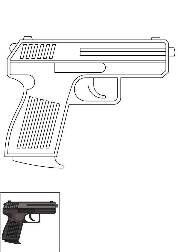 How to Draw A Gun Step by Step Printable Color