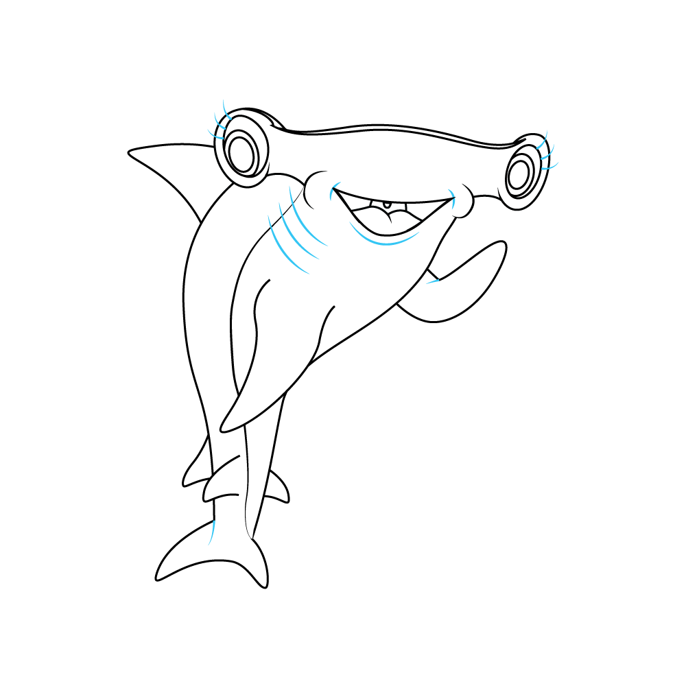 How to Draw A Hammerhead Shark Step by Step Step  10