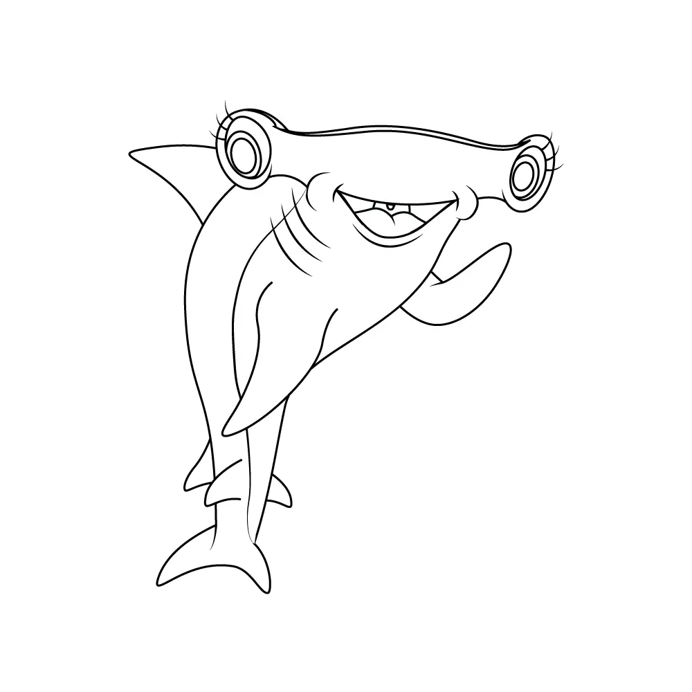 How to Draw A Hammerhead Shark Step by Step Step  11