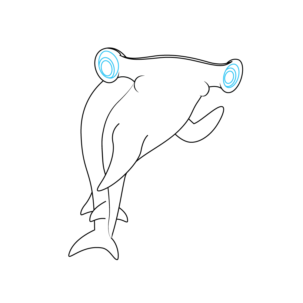 How to Draw A Hammerhead Shark Step by Step Step  7