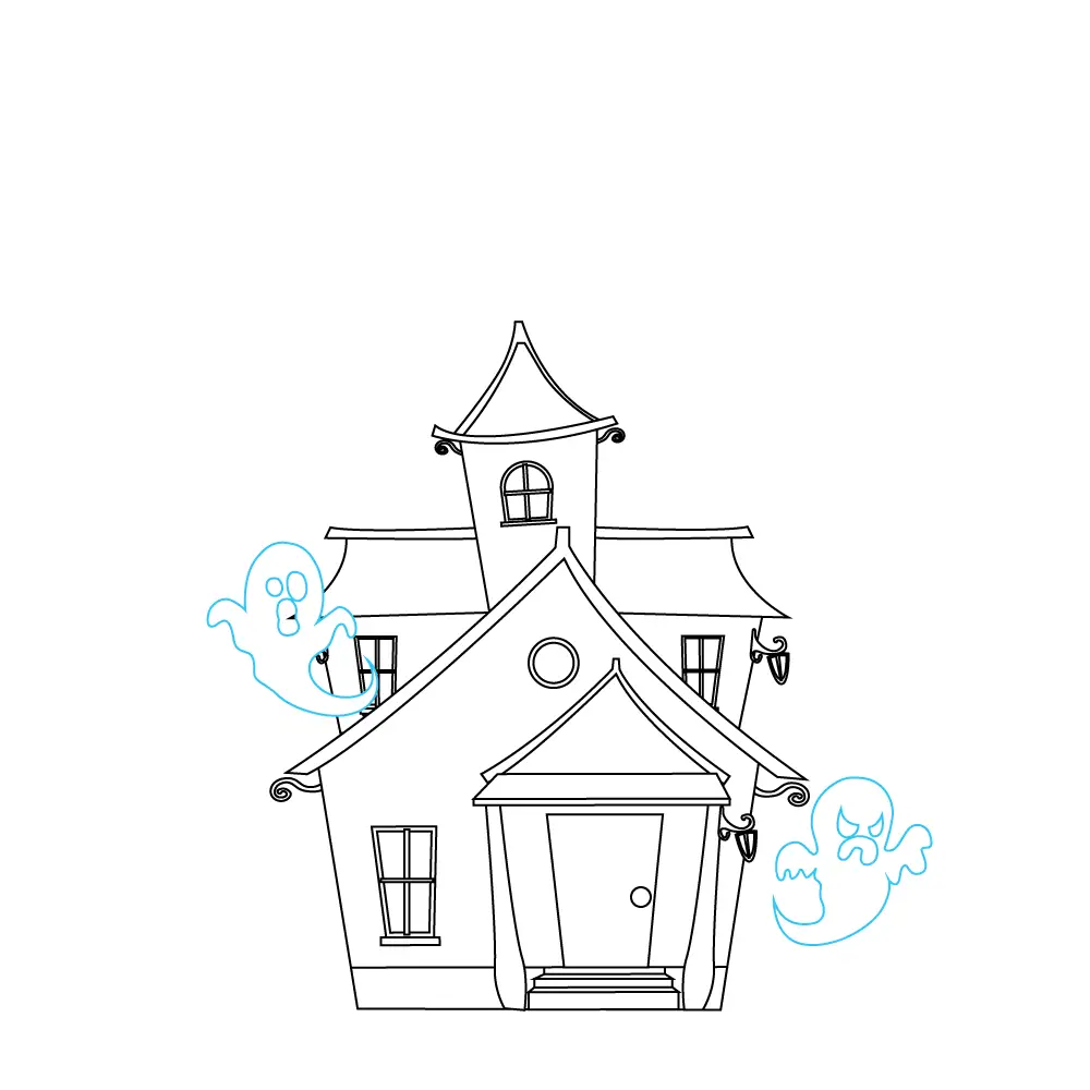 How to Draw A Haunted House Step by Step Step  10