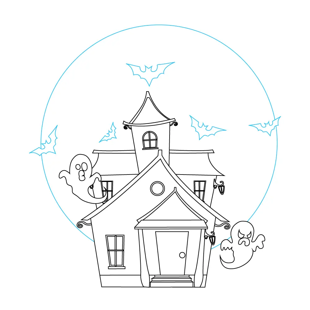 How to Draw A Haunted House Step by Step Step  11
