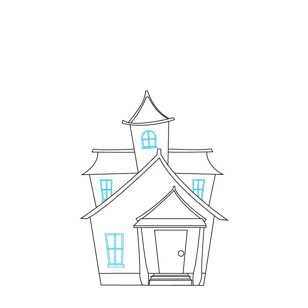 How to Draw A Haunted House Step by Step Step  8