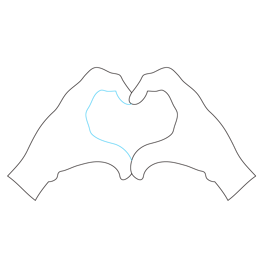 How to Draw A Heart Hands Step by Step Step  8