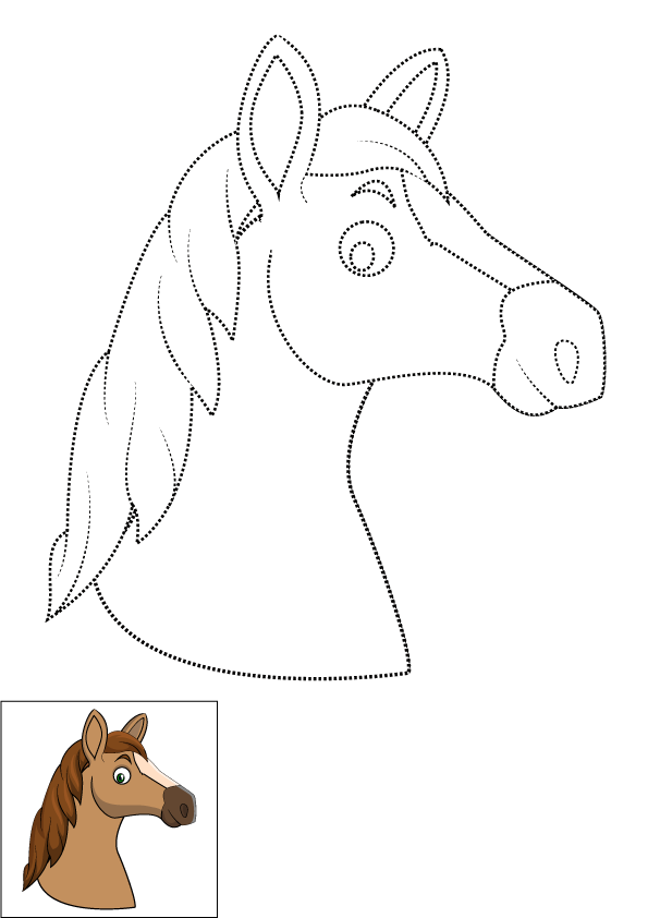 How to Draw A Horse Head Step by Step Printable Dotted