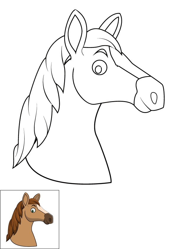 How to Draw A Horse Head Step by Step Printable Color