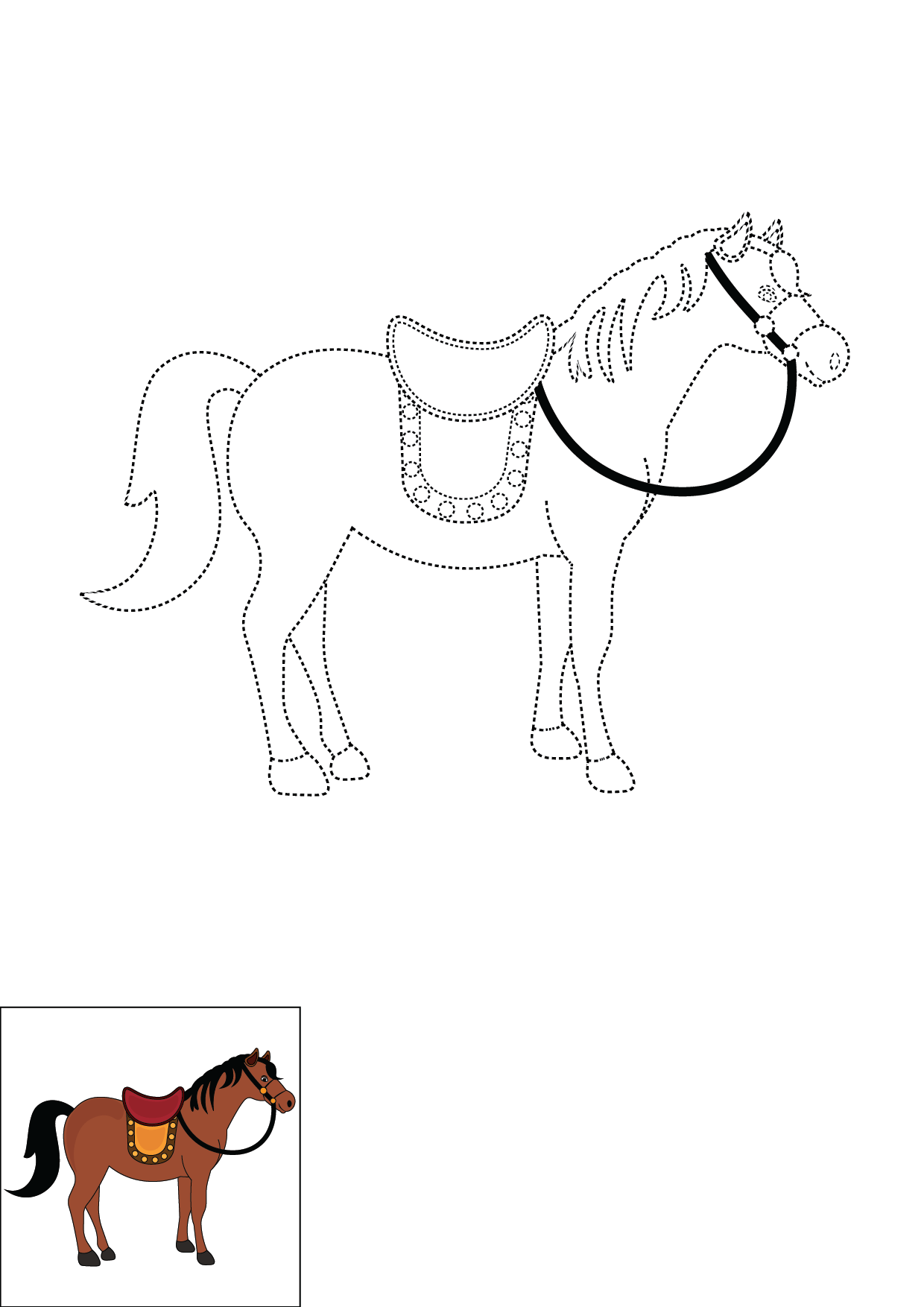 How to Draw A Horse Step by Step Printable Dotted