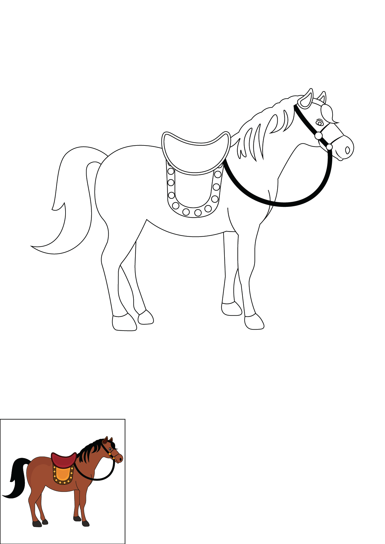 How to Draw A Horse Step by Step Printable Color