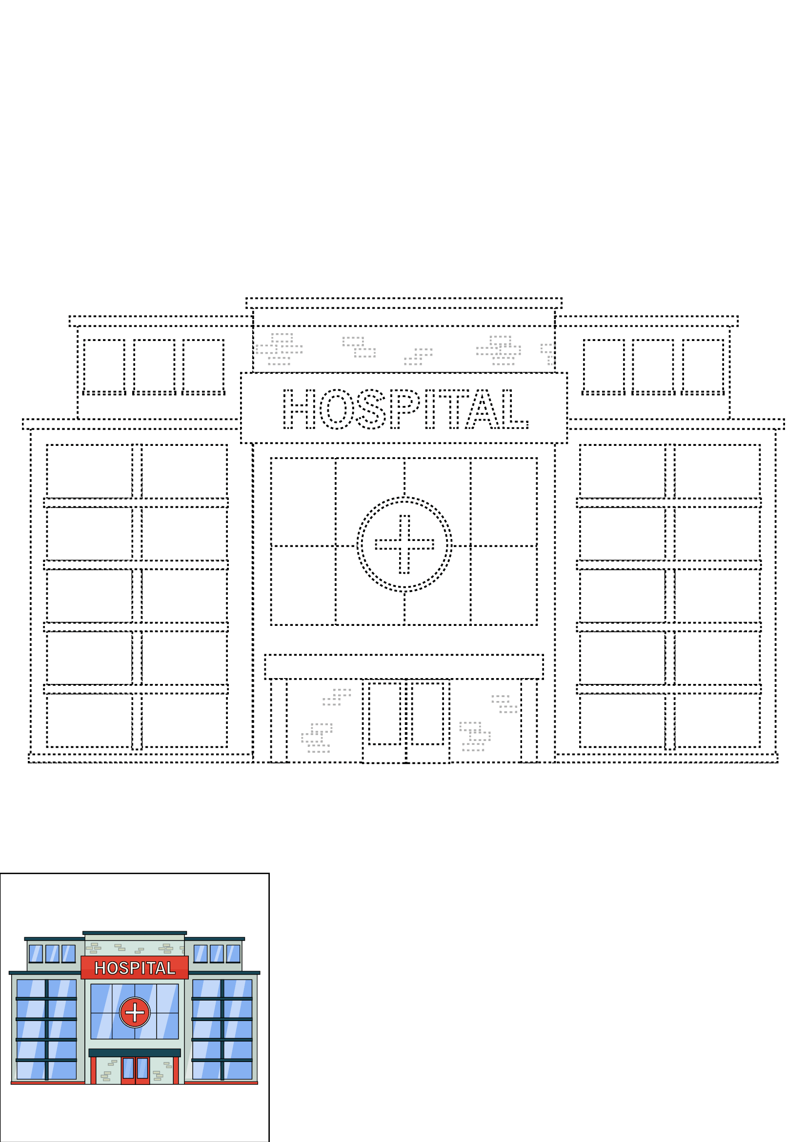 How to Draw A Hospital Step by Step Printable Dotted