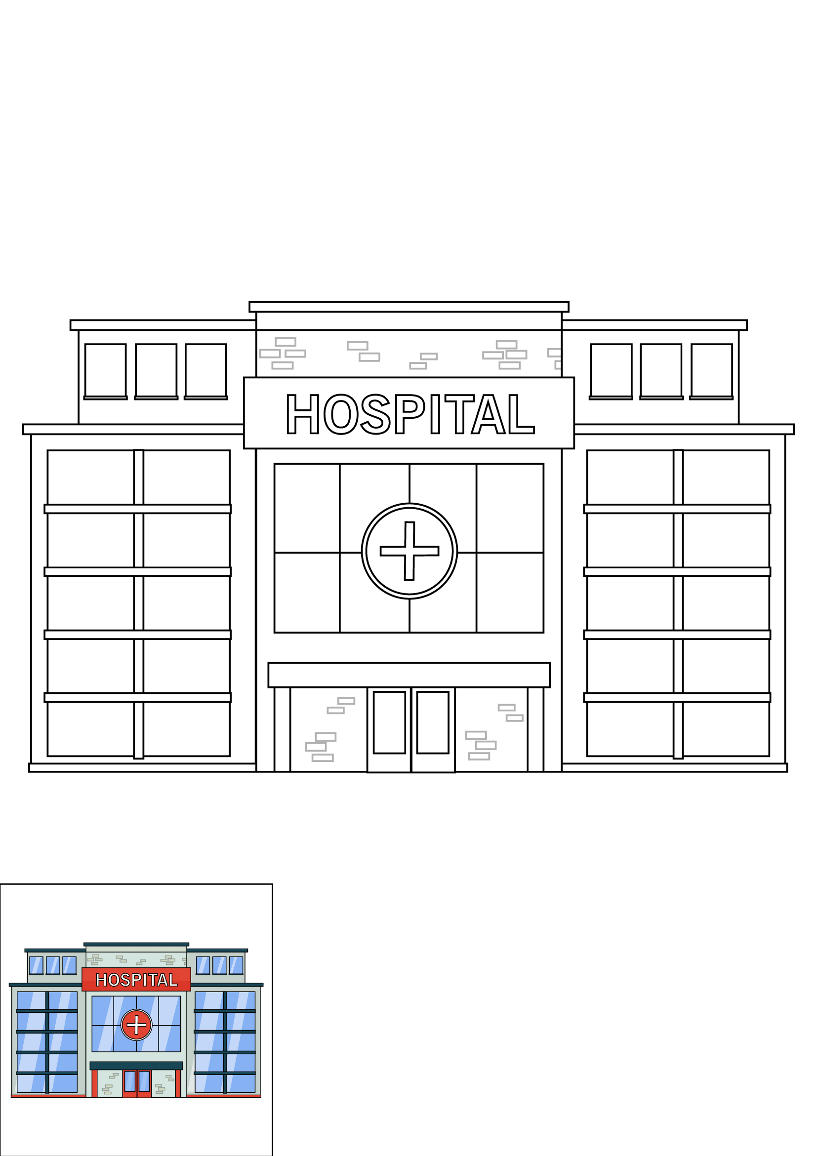 How to Draw A Hospital Step by Step Printable Color