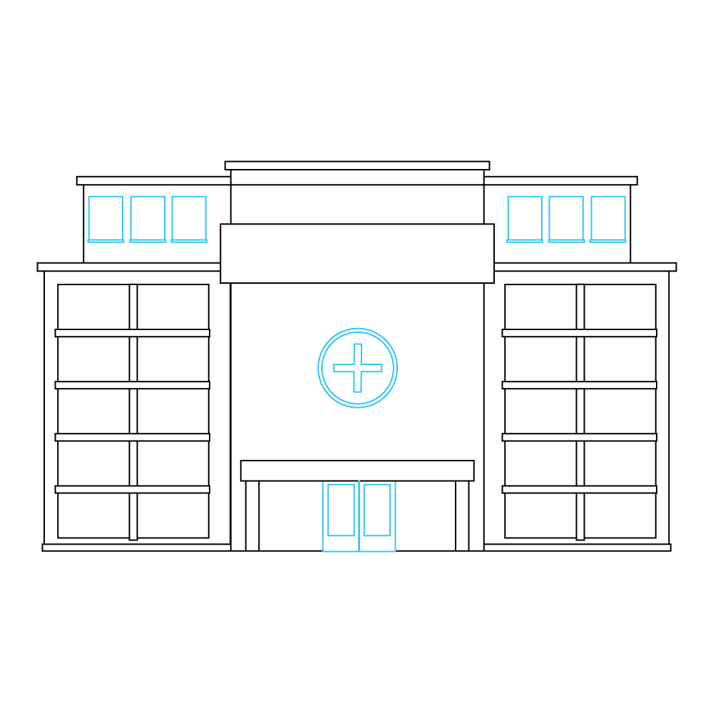 How to Draw A Hospital Step by Step Step  10