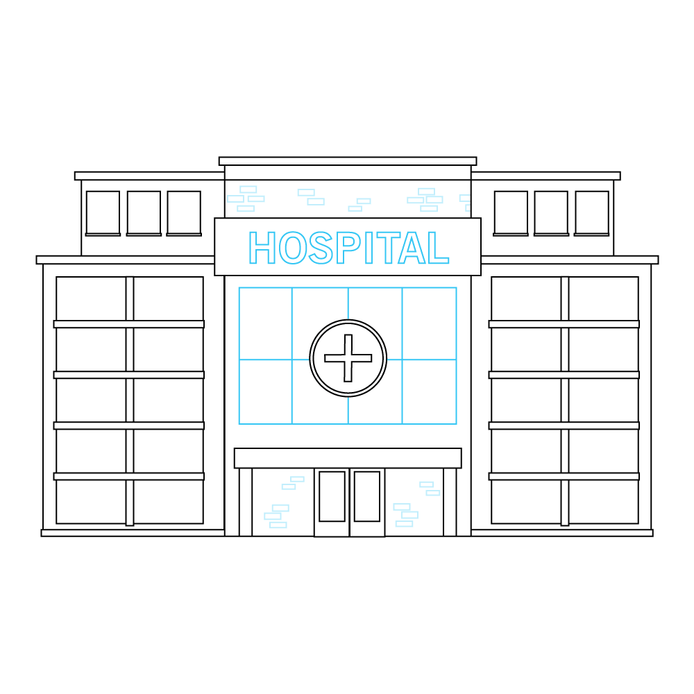 How to Draw A Hospital Step by Step Step  11