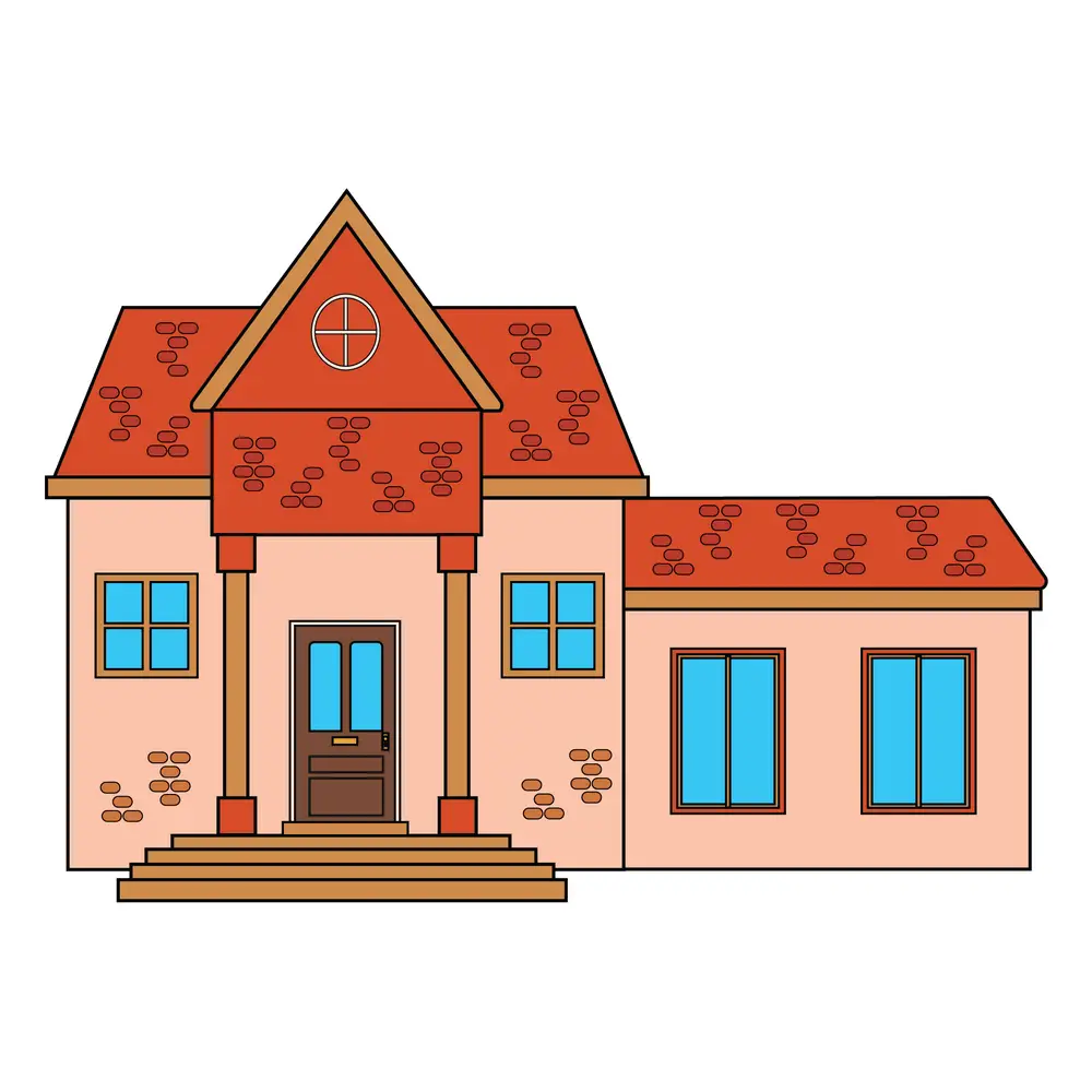 How to Draw A House Step by Step Step  9