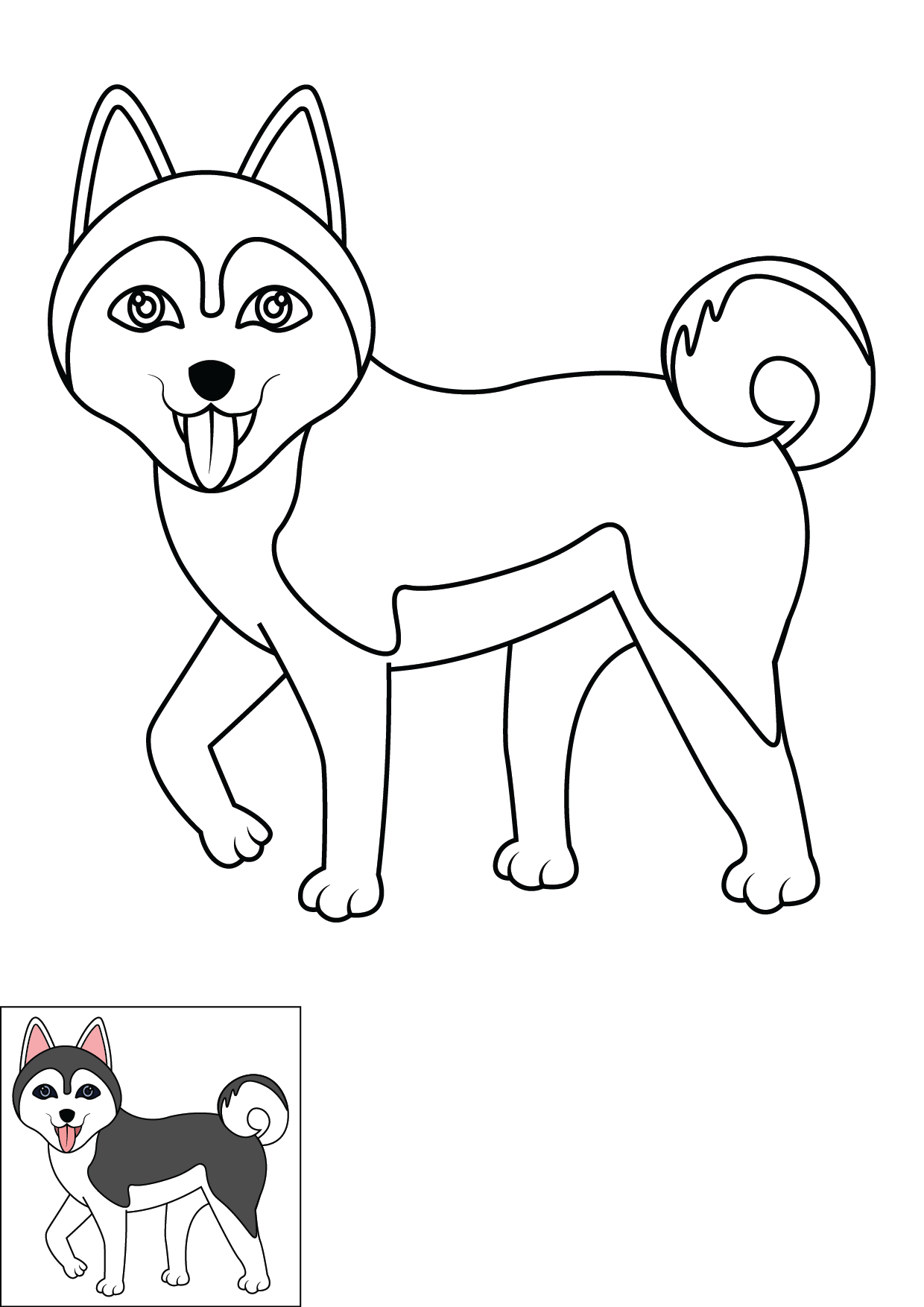 How to Draw A Husky Step by Step Printable Color