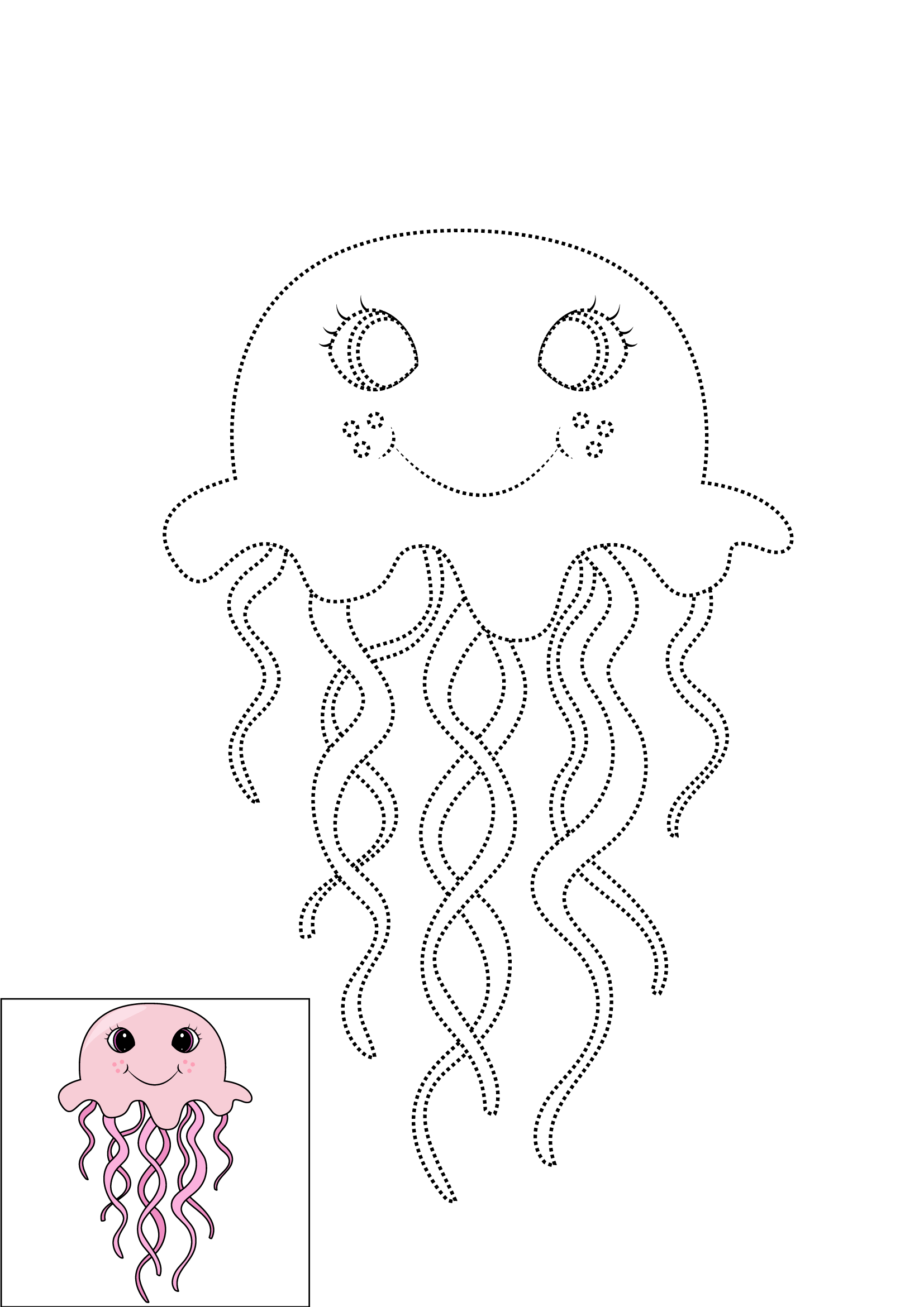 How to Draw A Jellyfish Step by Step Printable Dotted