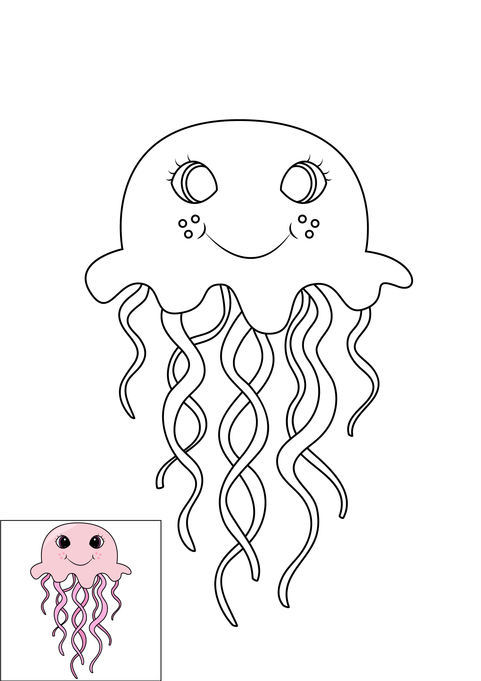 How to Draw A Jellyfish Step by Step Printable Color