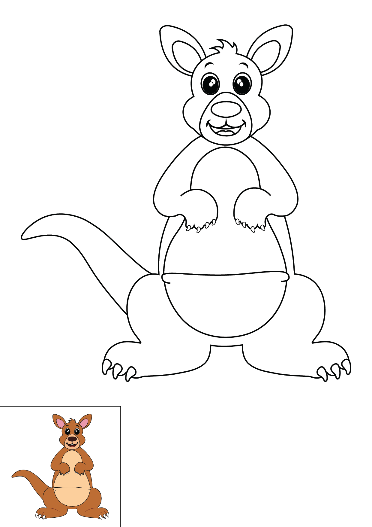 How to Draw A Kangaroo Step by Step Printable Color