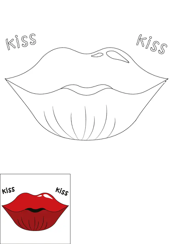 How to Draw A Kiss Step by Step Printable Dotted