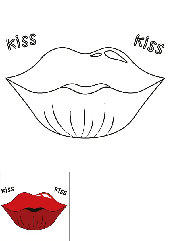 How to Draw A Kiss Step by Step Printable Color