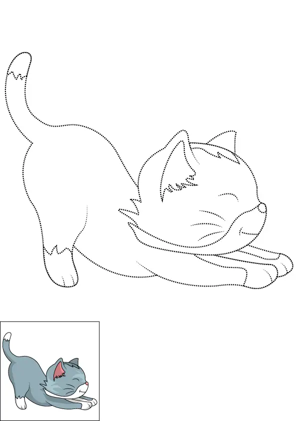How to Draw A Kitten Step by Step Printable Dotted
