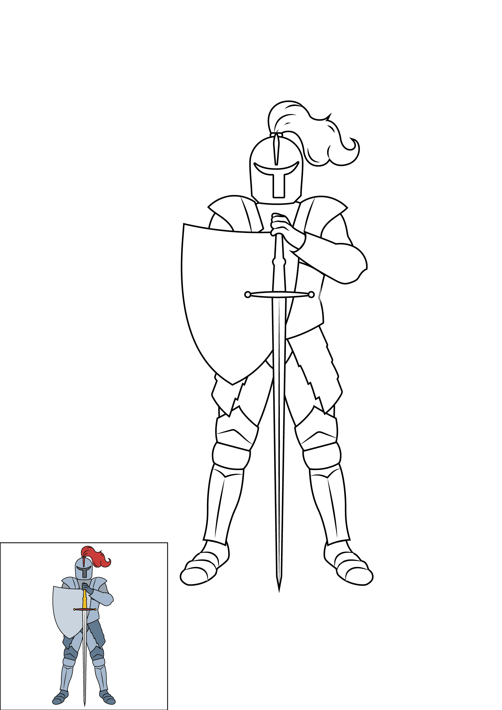 How to Draw A Knight Step by Step Printable Color