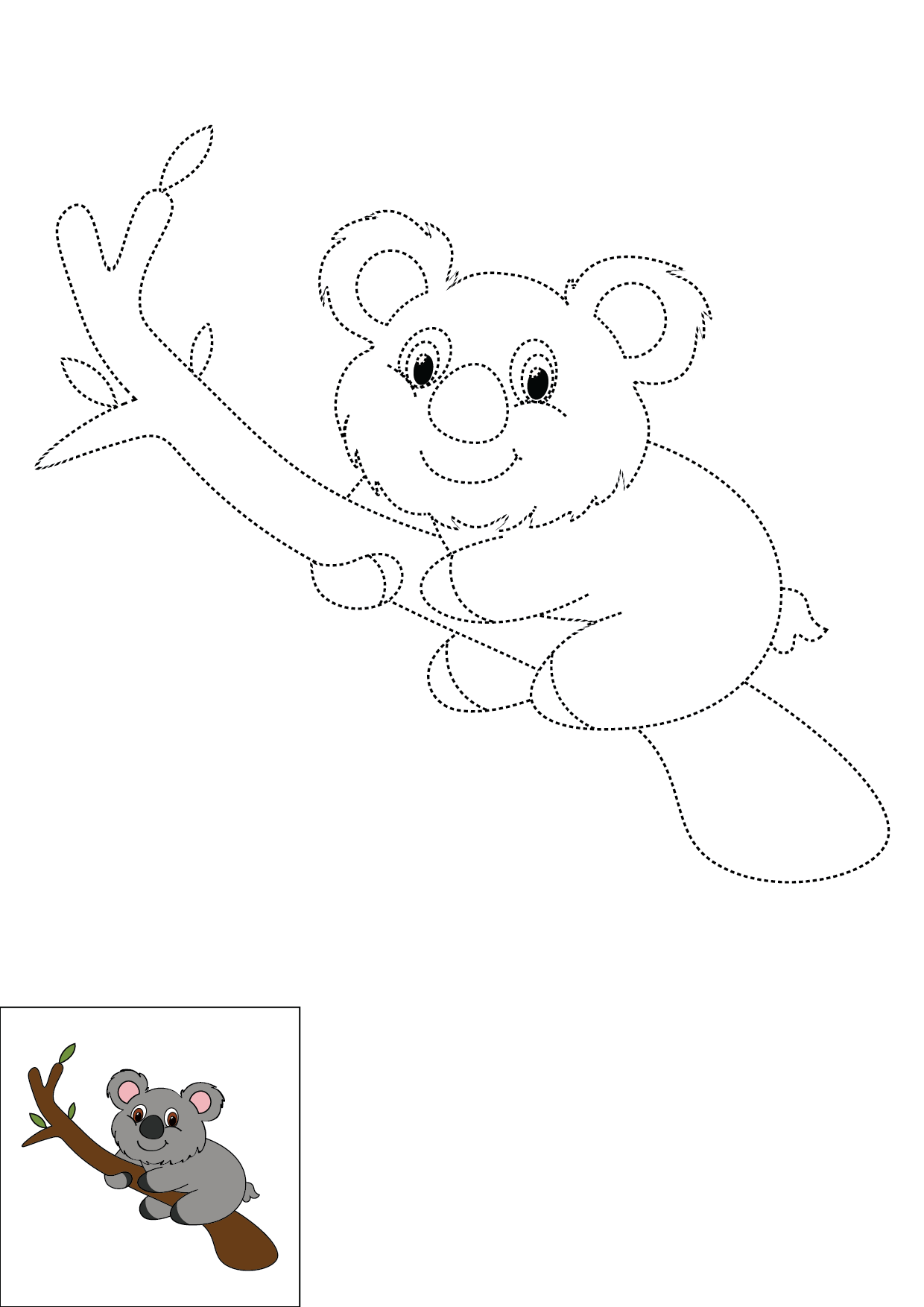 How to Draw A Koala Step by Step Printable Dotted