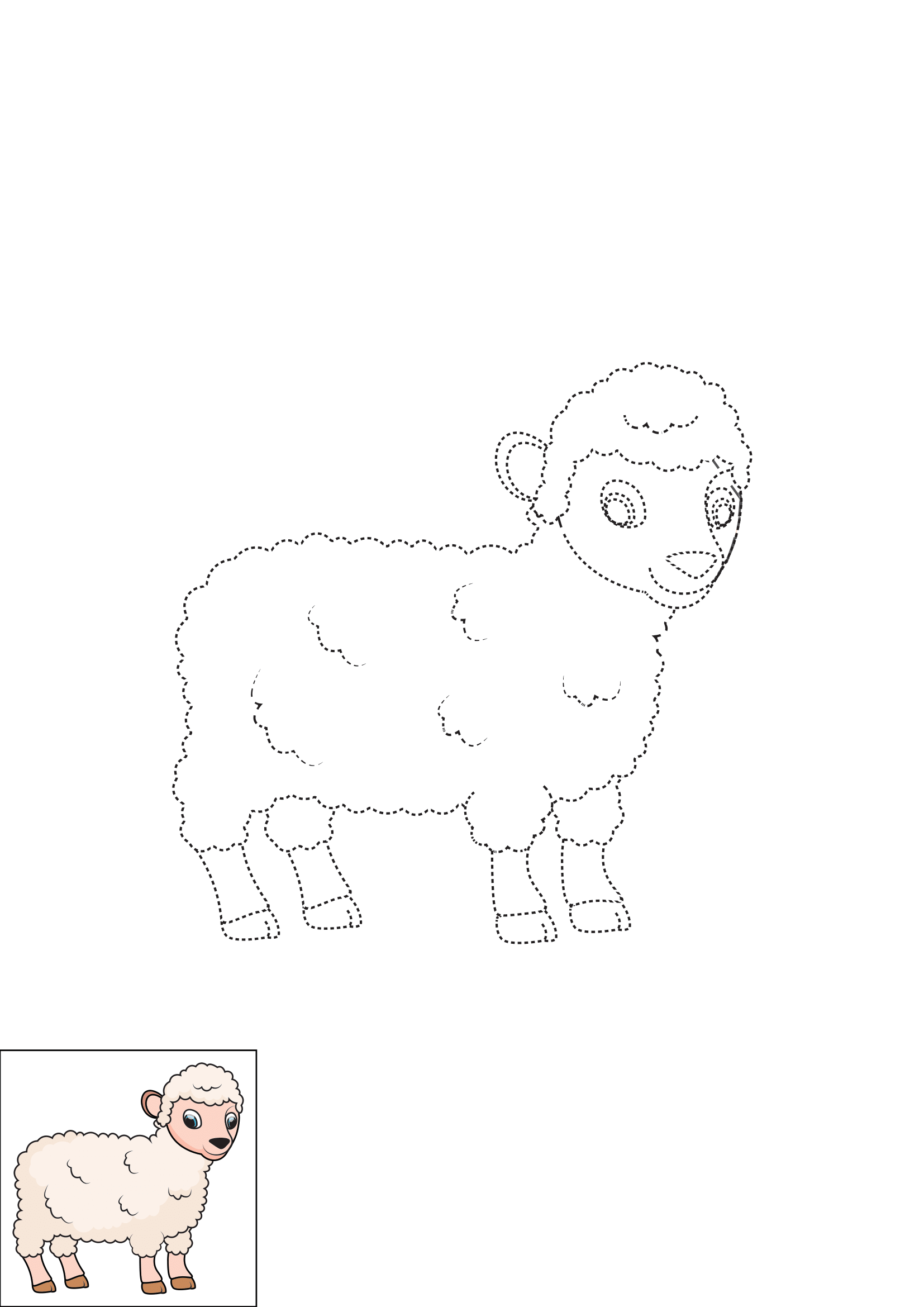 How to Draw A Lamb Step by Step Printable Dotted