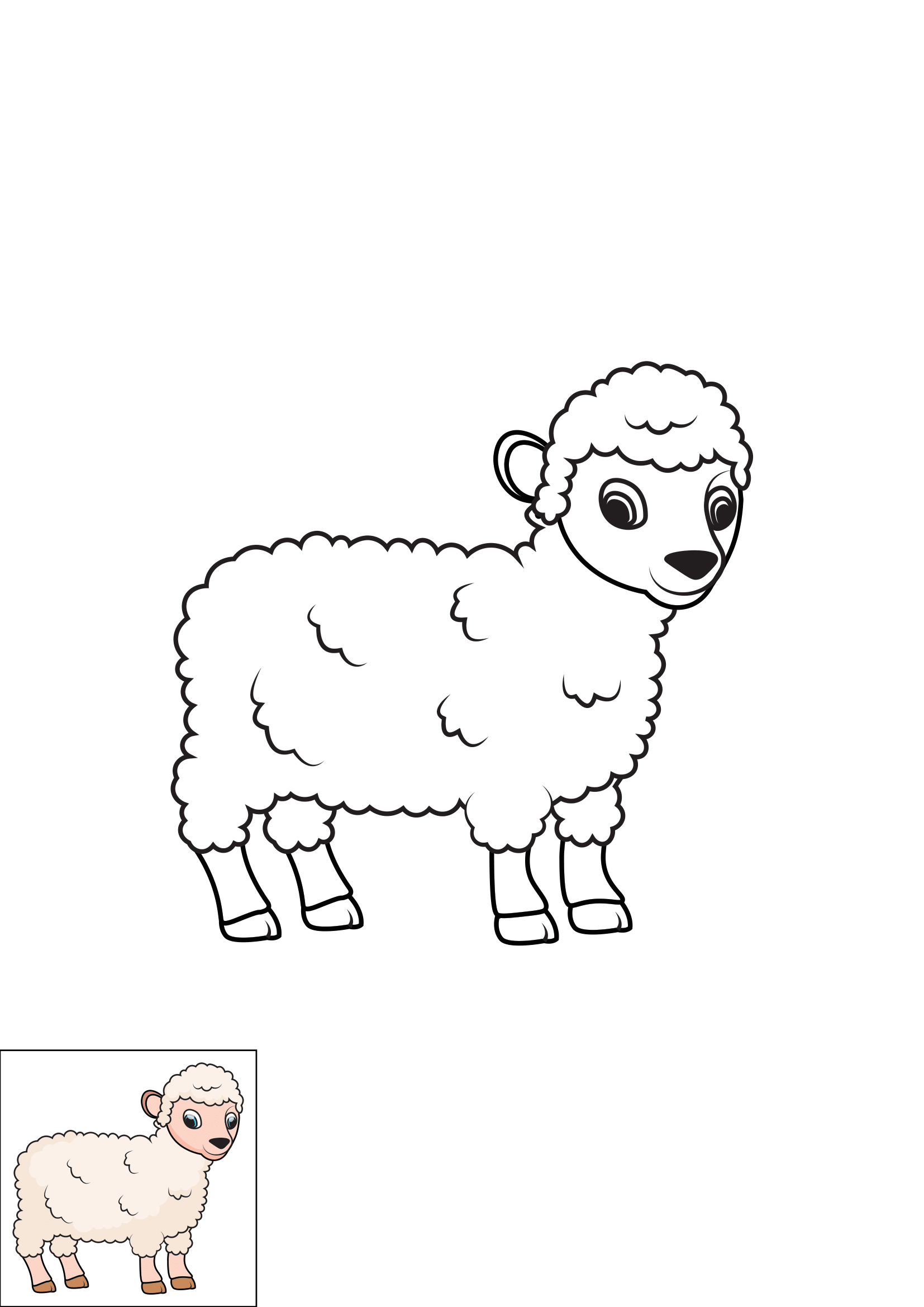 How to Draw A Lamb Step by Step Printable Color