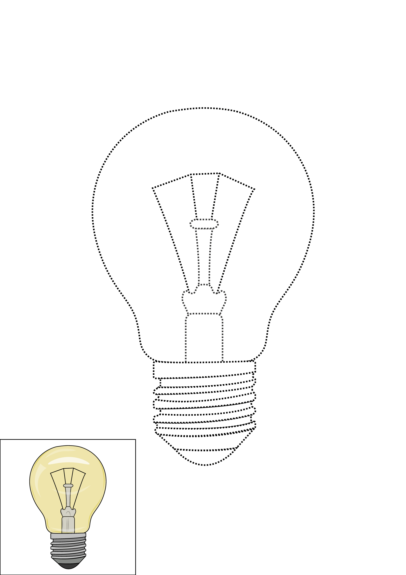How to Draw A Light Bulb Step by Step Printable Dotted