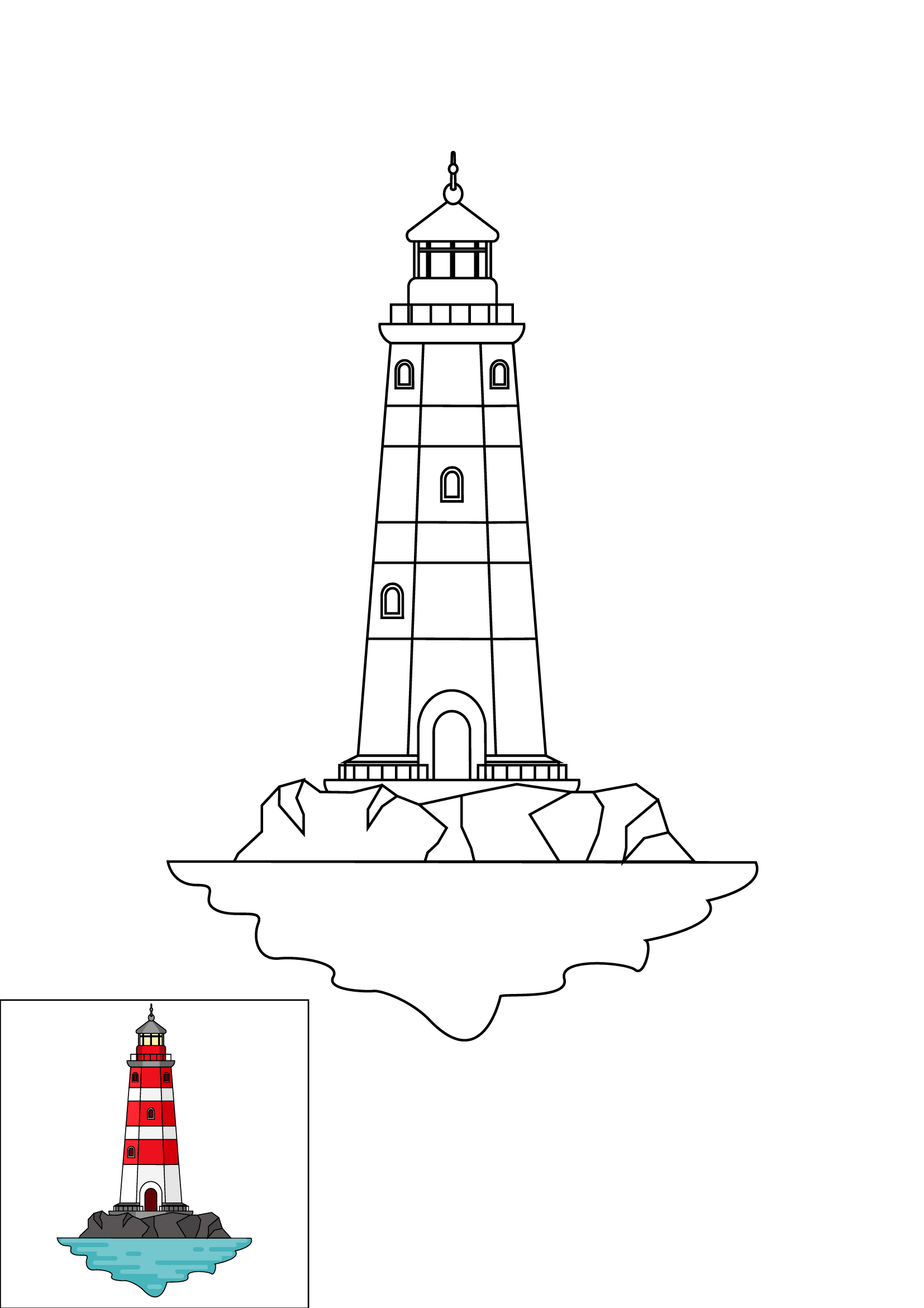 How to Draw A Lighthouse Step by Step Printable Color