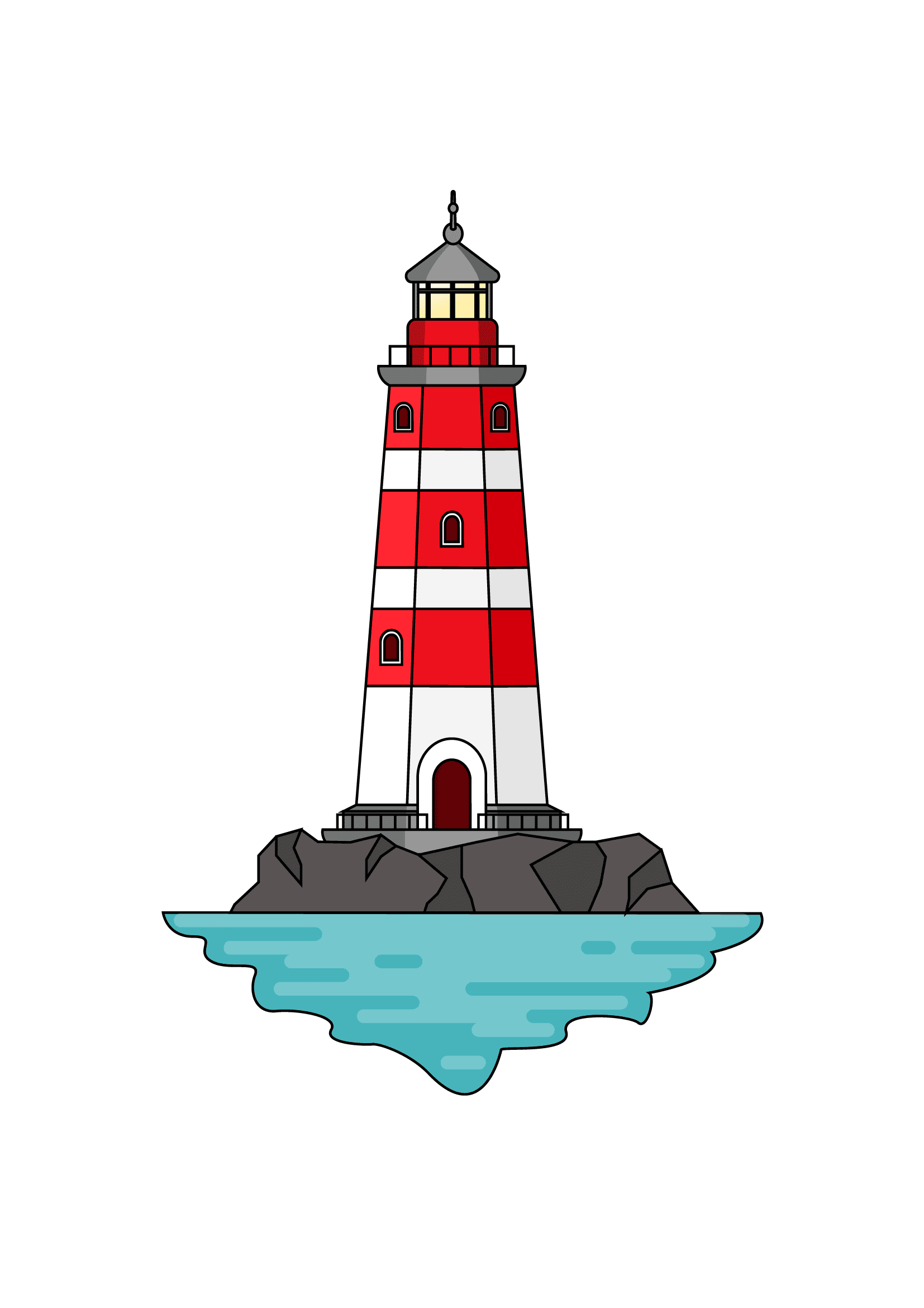 How to Draw A Lighthouse Step by Step Printable